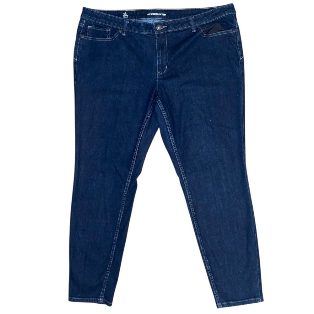 LIZ CLAIBORNE Plus Size Skinny Stretch Jeans Dark Blue Denim Size 18
